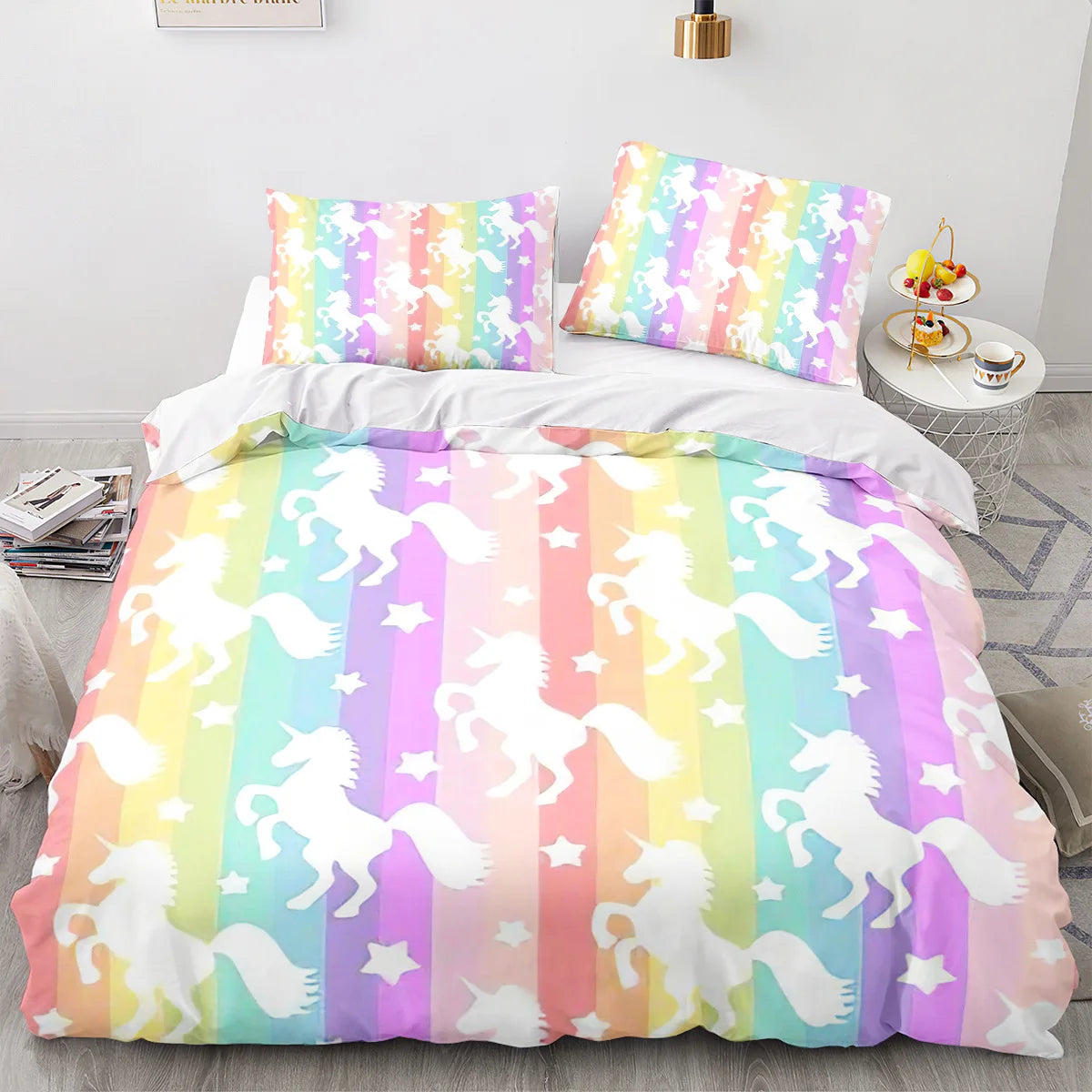 Unicorn Duvet Cover Set Single Double Twin Size Home Decor For Girls Kids Adults Cute Unicorn Bed Linen Kawaii Bedding Set