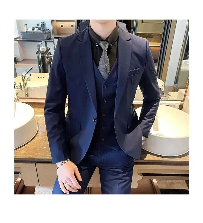 Blazer, Vest & Pants Men's Fashion Business Gentleman Professional Formal Dress Korean Version Banquet Dress Suit 6XL