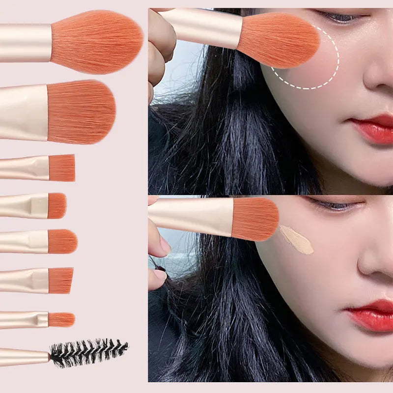 8PCS Makeup Brushes Set for Cosmetic Concealer eyelashes Blush Loose Powder Eyeshadow Women Soft fluffy Blending Beauty Tools