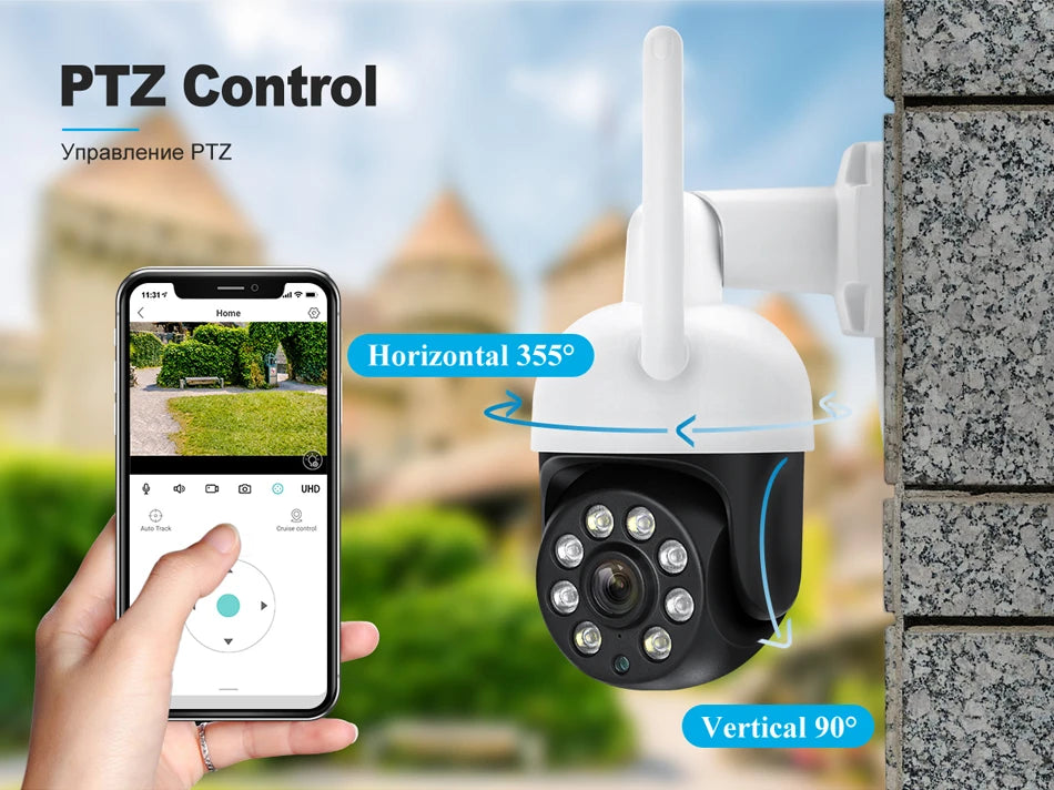 Techage H.265 8CH 4MP Wireless Camera System Humanoid Auto Tracking Smart AI PTZ Camera Two-way Audio Mini WiFi Surveillance Set