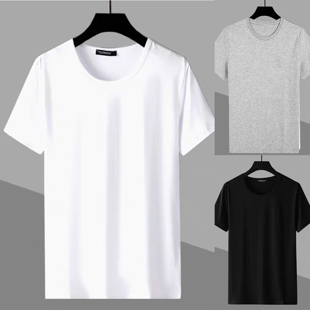 Casual Slim Fit T-Shirt Fashion Unisex Summer Cotton O Neck Solid Short Sleeve Shirts Casual Slim Fit T Shirt Classical Tee Top