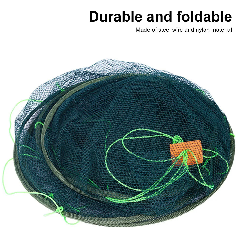 Foldable Drop Net Fishing Landing Prawn Bait Crab Shrimp Pier Harbour Pond Mesh for Vertical Shore Use String Carrying Net Lift