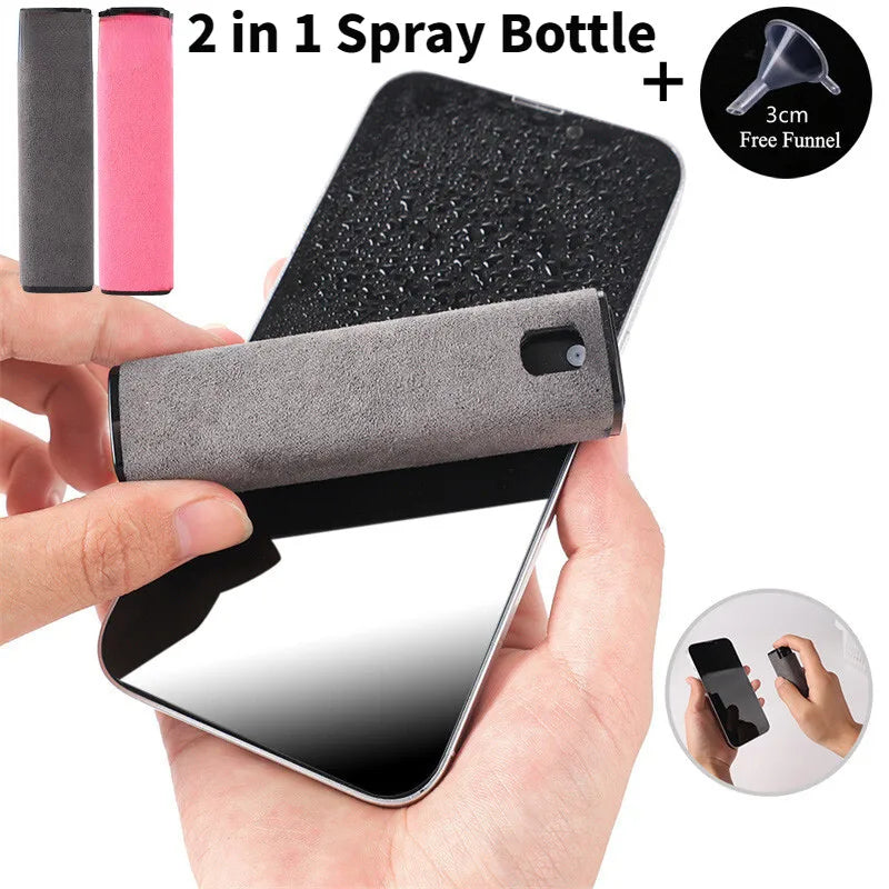 2in1 Microfiber Screen Cleaner Spray Bottle For Mobile Phone iPad Computer Microfiber Cloth Wipe iPhone Cleaning Glasses Wipes