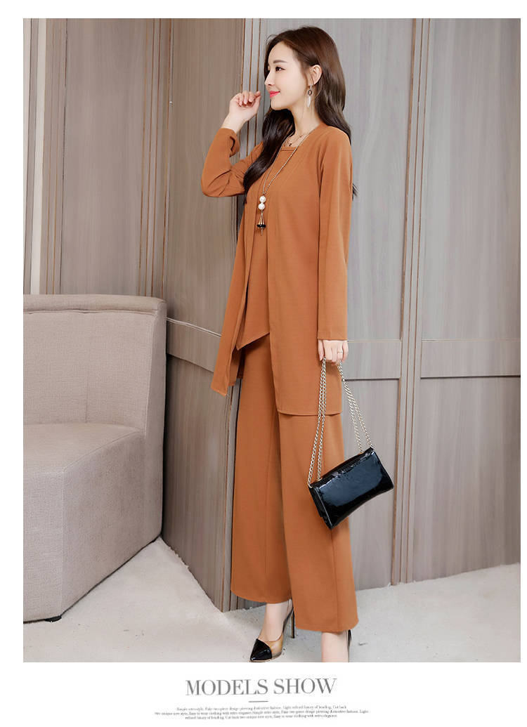 Women's Fashionable Stylish Wide Lady Slimming Fashion plus Size Women Three-Piece Suit