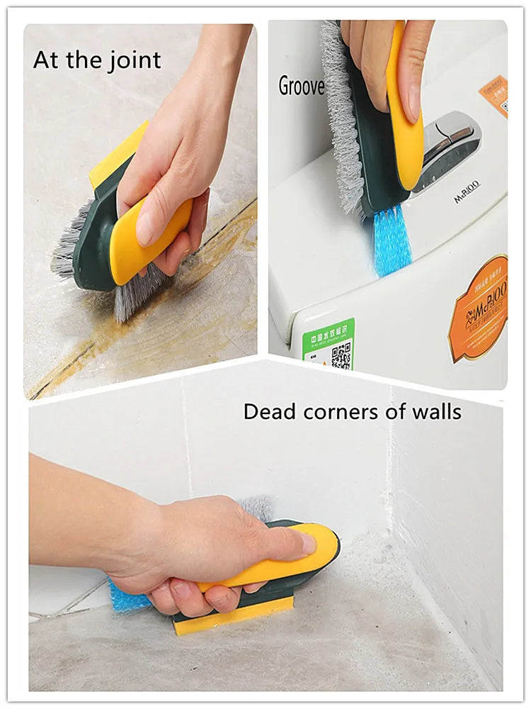 Wall Corner Cleaning Brush 4 In1 Multifunctional Toilet Gap Brush with Handle Window Gap Cleaning Brush Household Cleaning Tools