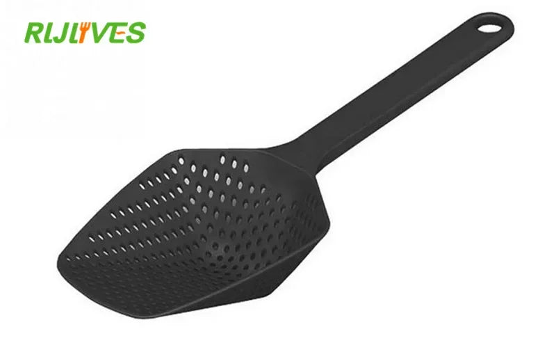 Black Cooking Shovels Vegetable Strainer Scoop Nylon Spoon Large Colander Soup Filter Kitchen Tools