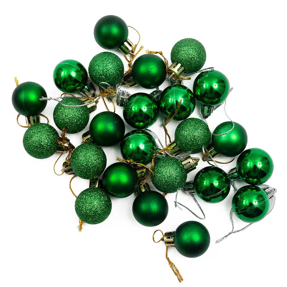 Christmas Ornaments 3cm Hanging Plastic Balls Set Xmas Tree Decorations For Holiday