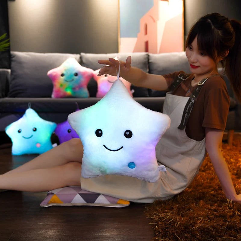 Cute Led Light Plush Toy Star Pillow Luminous Star Throw Pillow With Colorful Light KidsToy Birthday Christmas Gift