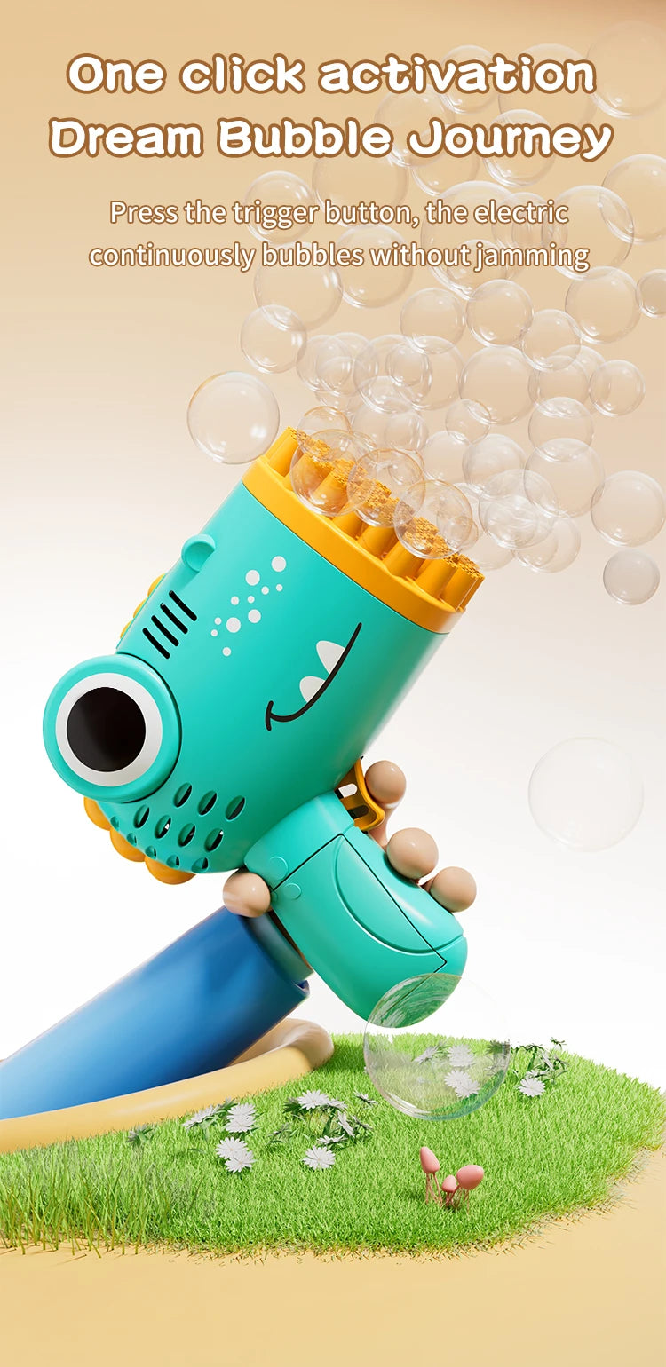 Dinosaur Bubble Gun Handheld Fully Automatic Bubble Machine Without Battery And Bubble Water For Kids Gift