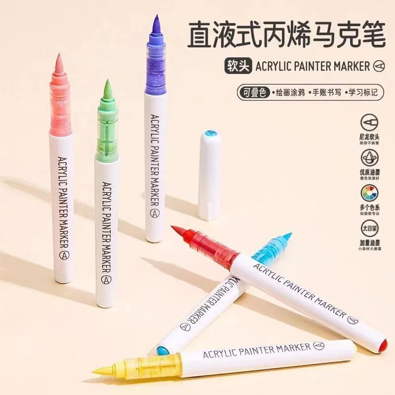 Aesthetic stationery graffiti Color markers acrylic marker Brush tip pens art supplies drawing pens