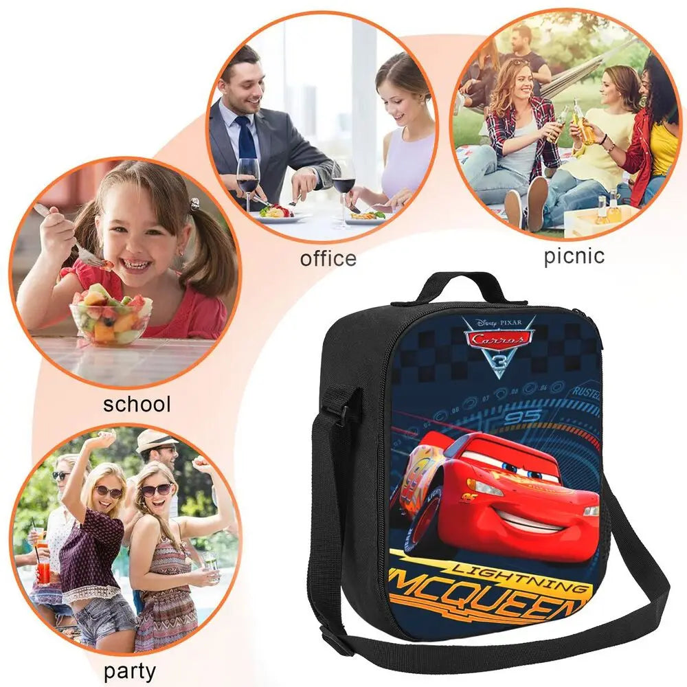 Lightning McQueen Racer Thermal Insulated Lunch Bag Women Lunch Tote for Kids School Children Storage Bento Food Box