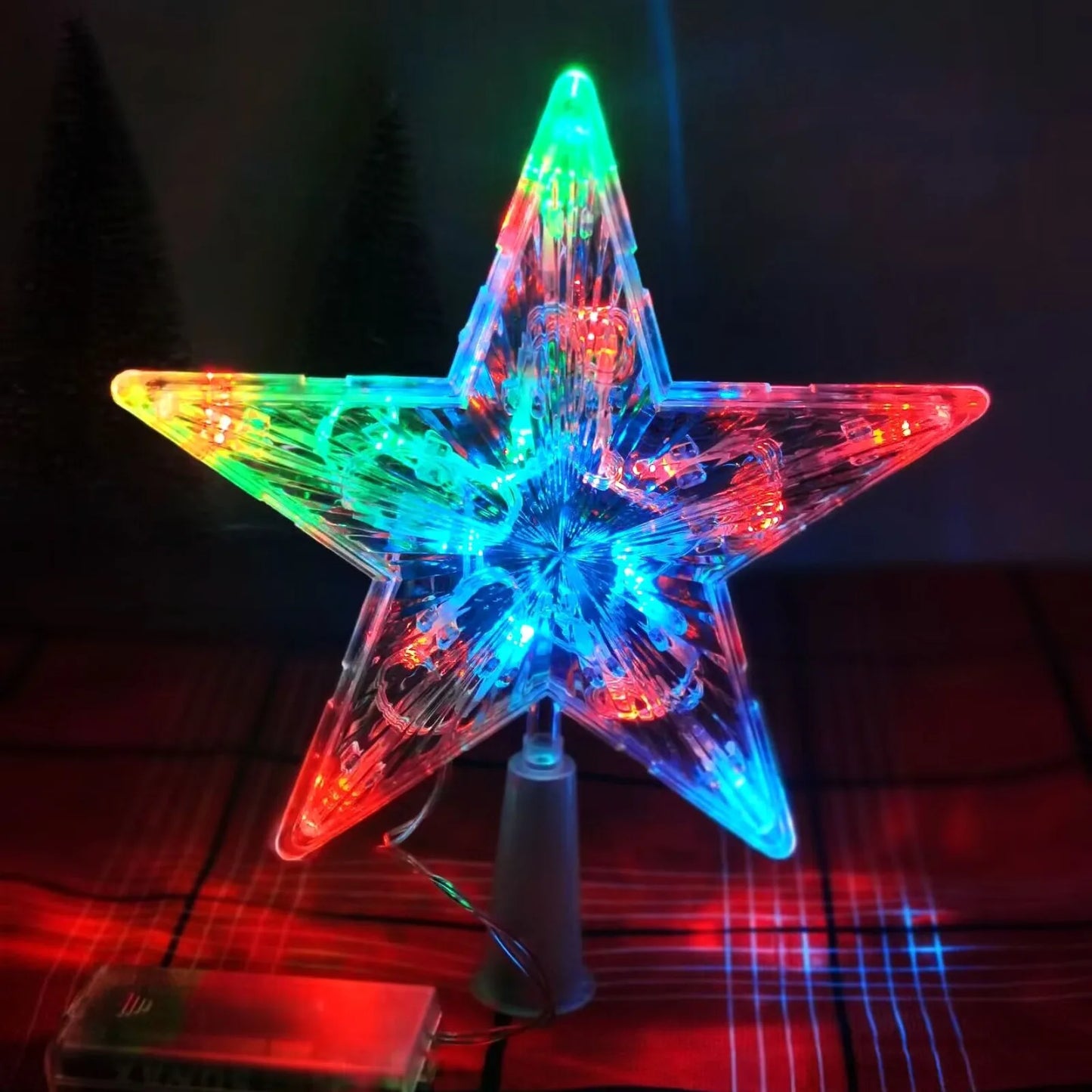 LED Transparent Five-pointed Star Merry Christmas Tree Toppers Cristmas Decorations for Home Xmas Ornaments Navidad 2023