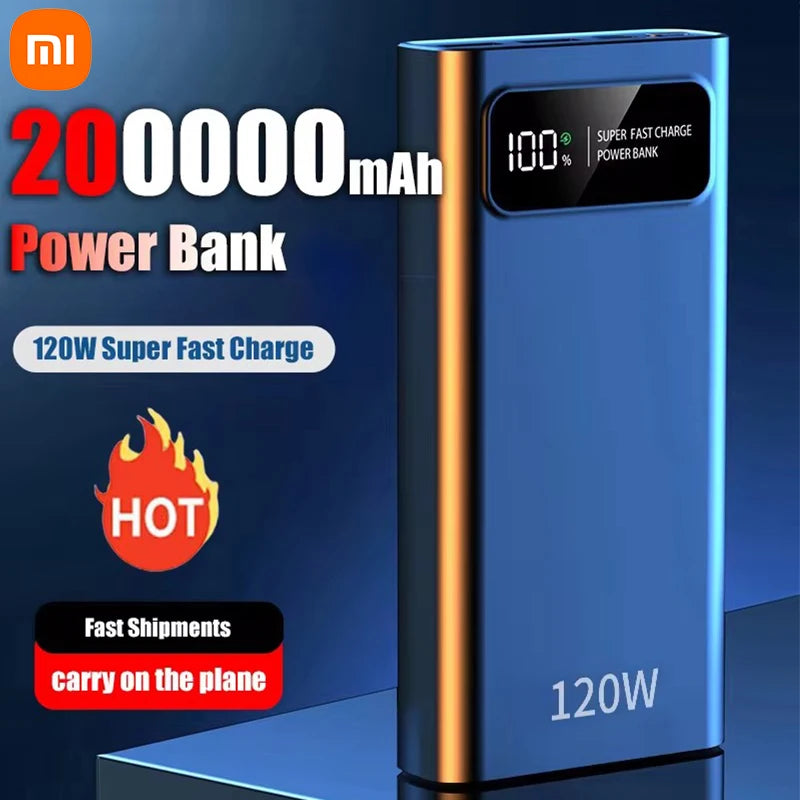 Xiaomi 200000mAH 120W Power Bank Super Fast Charging Battery High Capacity Digital Display Power Bank For Iphone 15 14 Xiaomi