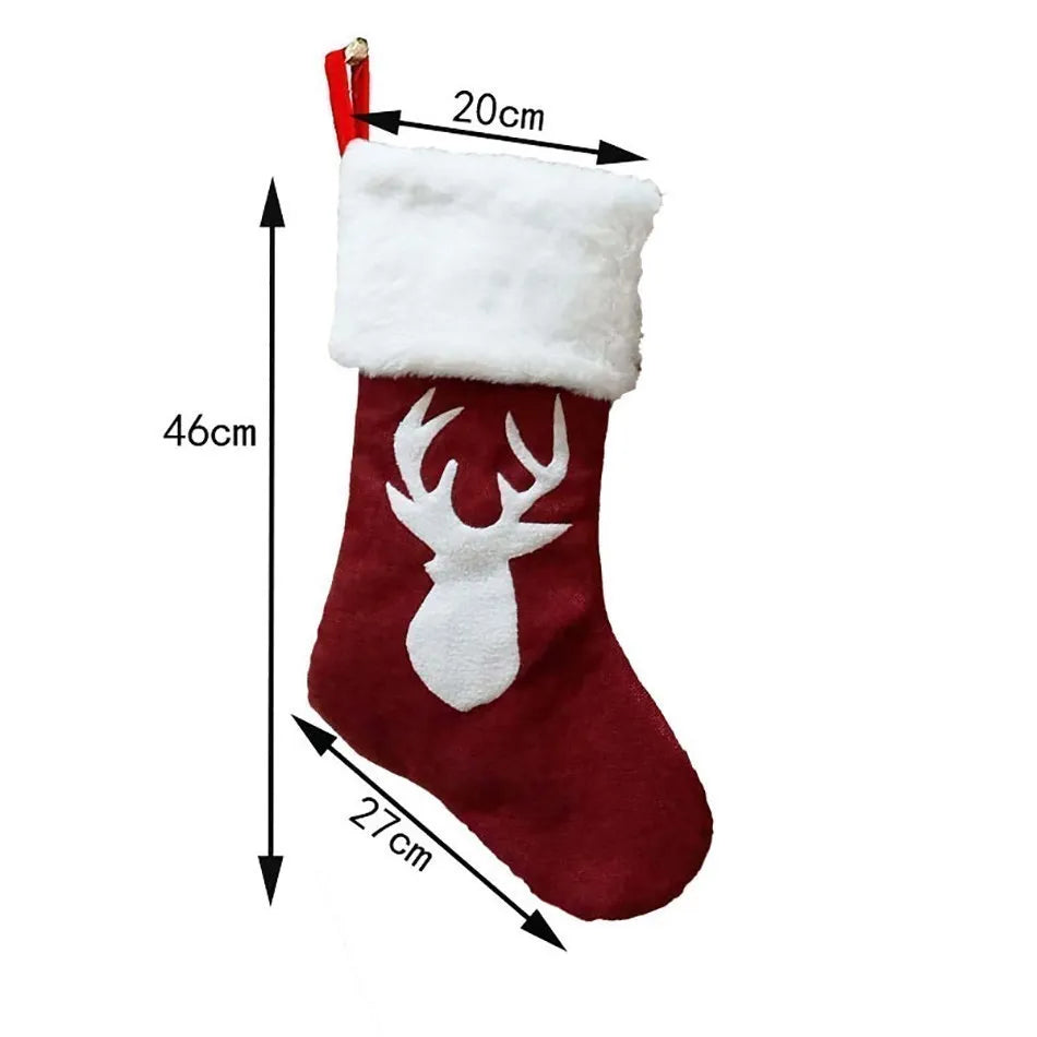 Christmas Stockings Socks Gifts Candy Bag Elk Xmas Tree Deer Printing Pocket Hanging Ornament Christmas Decorations