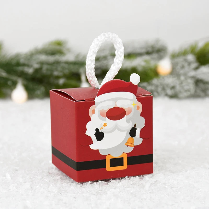 10Pcs Christmas Gift Box Xmas Tree Santa Claus Snowman Paper Candy Cookie Packing Box Bags Children Favors