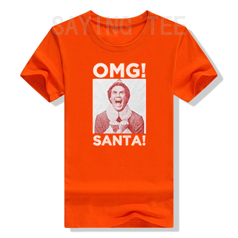 OMG Elf Adult Christmas T-Shirt Funny Xmas Costume Gifts Streetwear Clothes Men Family Matching Christmas T-Shirt