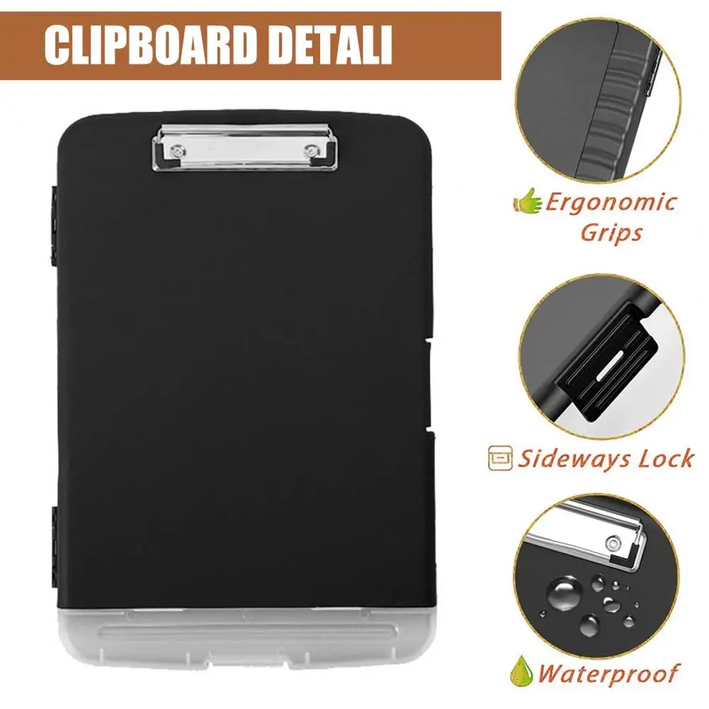 Heavy Duty Clipboard With Storage And Pen Holder Black Enclosed Clipboard Box Case For Nurses Drivers Contractors Teachers Home