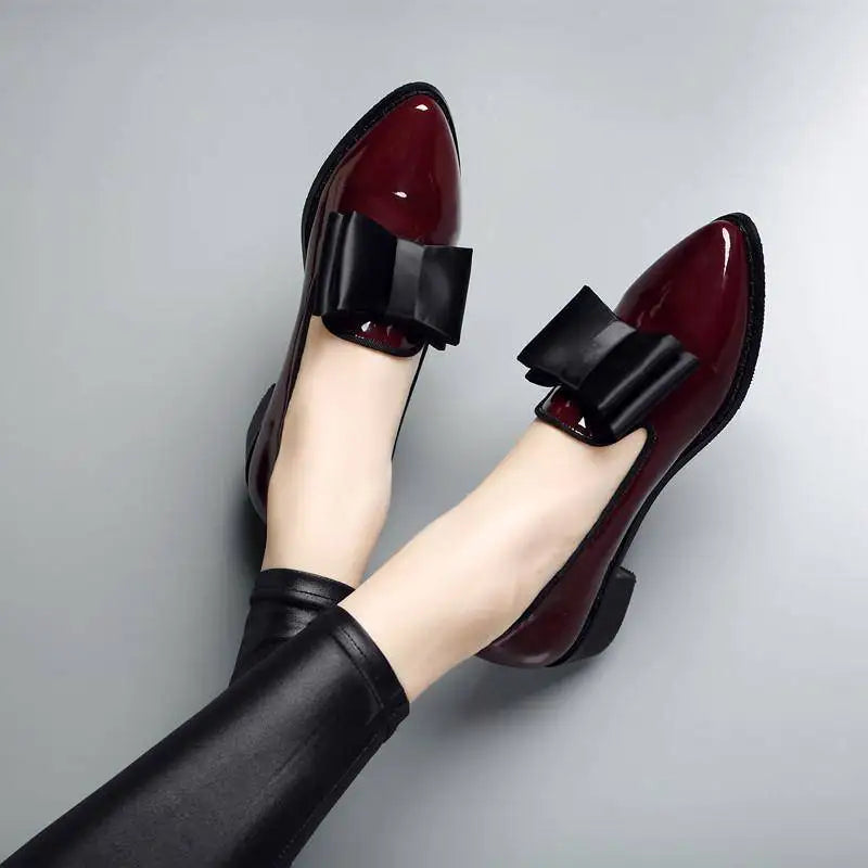 Women Flats Shoes Bow Women Shoes Patent Leather Casual