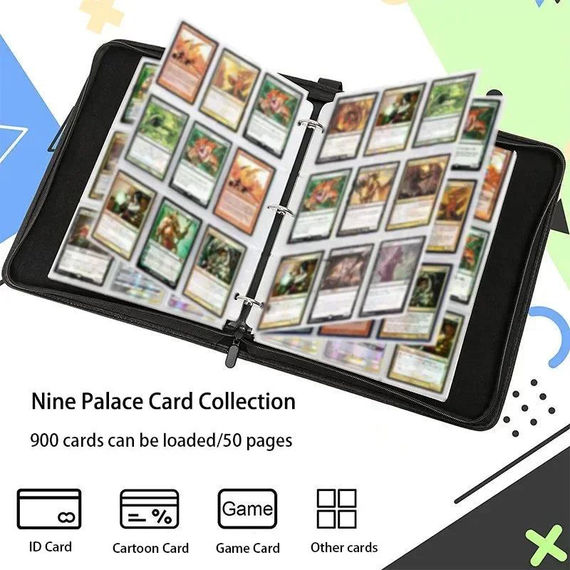 900pcs ONE PIECE Card Album Book Folder 9 Card Slots Collections Zipper Double Pocket Zipper Card Binder Holder