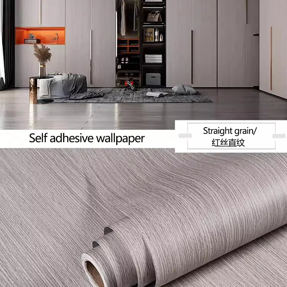 Waterproof Wood Vinyl Wallpaper Self Adhesive wallpapers Doors Cabinet Desktop Modern Furniture Decorative wall Paper