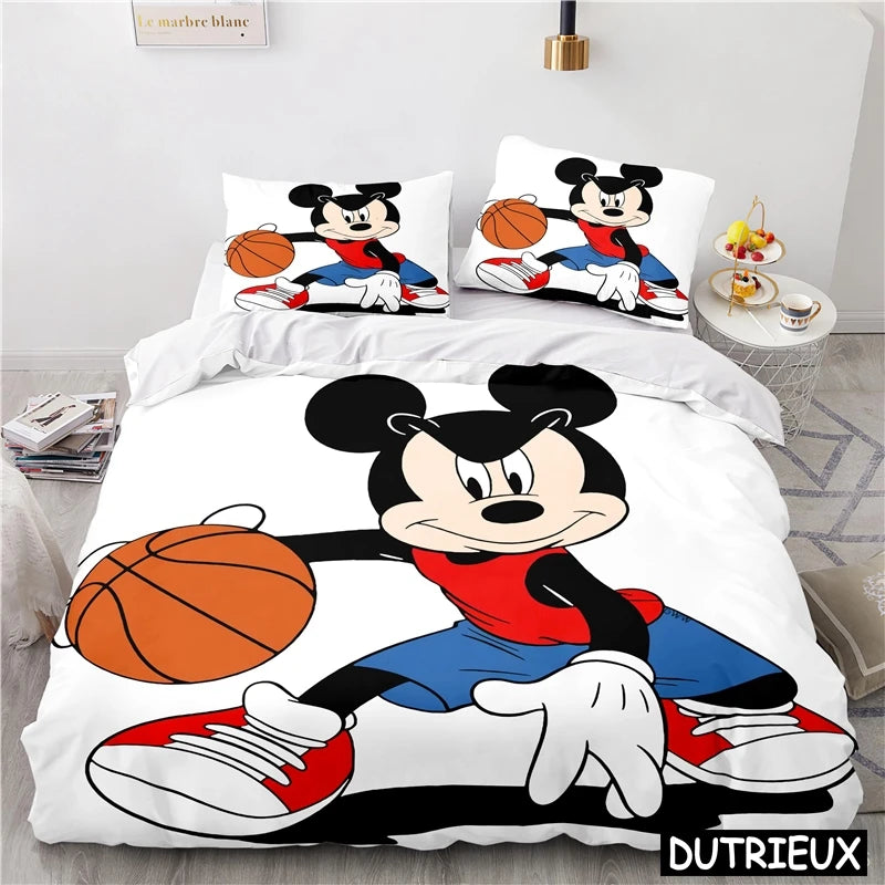 Lovely Mickey Minnie Mouse Duvet Cover & Pillowcase Set Twin Full Queen King Size Bedding Set Soft Comforter Cover Set Bedspread