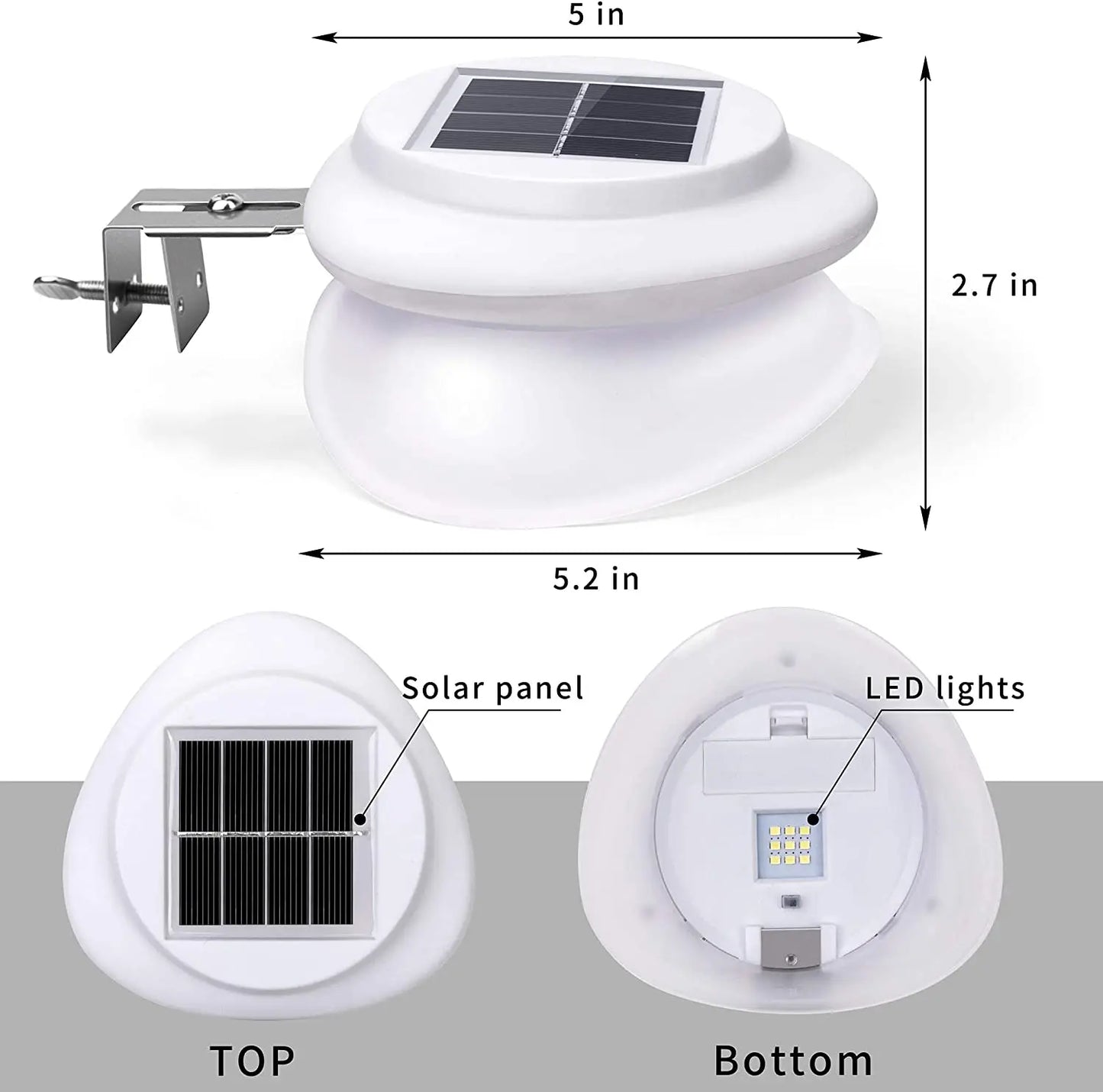 Solar Garden Gutter Lights Outdoor, LED Deck Fence Lights Waterproof for Wall, Deck, Fence, Stair, Step and Yard Decor