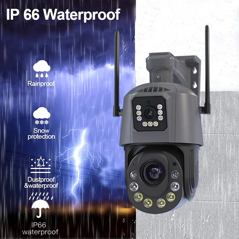 Saikiot ICSEE 6MP 50X Zoom Dual Lens WIFI 4G PTZ Camera Outdoor Waterproof Human Detection CCTV Security Dual Lens PTZ AI Camera