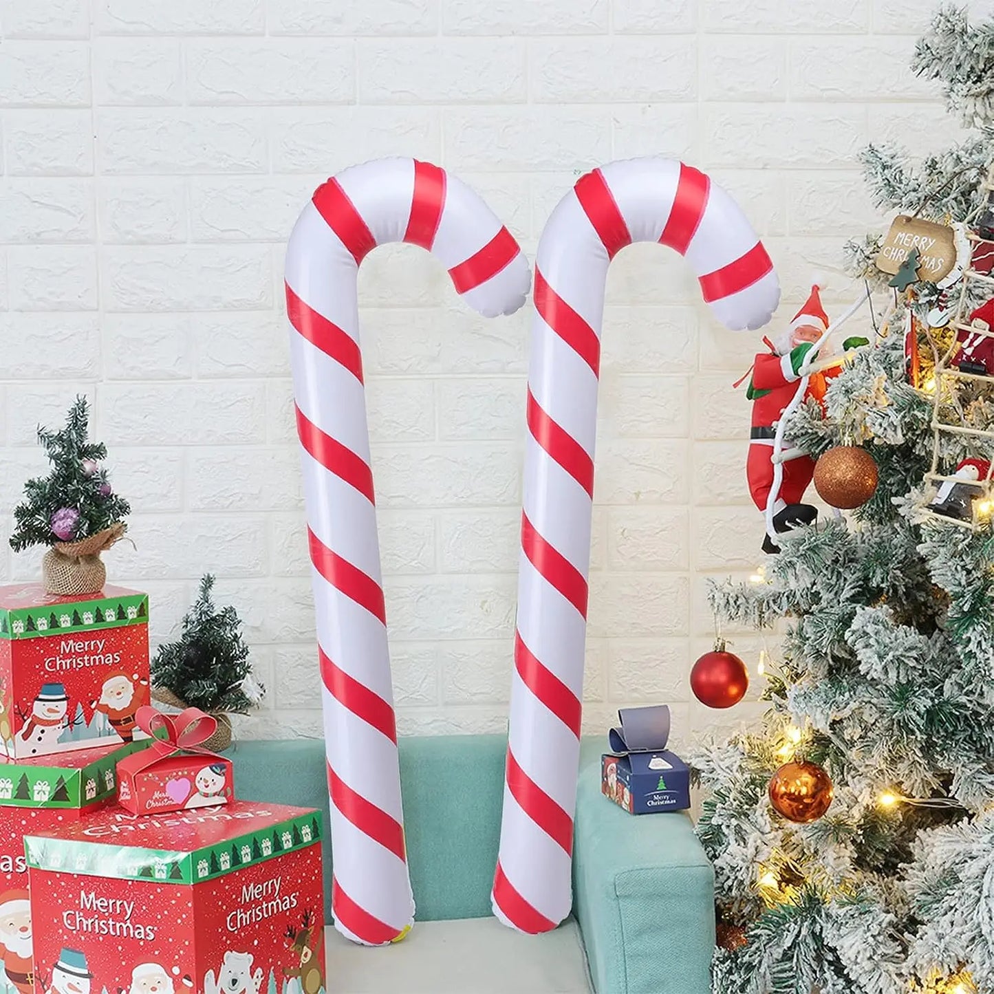 120/90CM Inflatable Christmas Candy Canes Inflatable Candy Sticks for Xmas