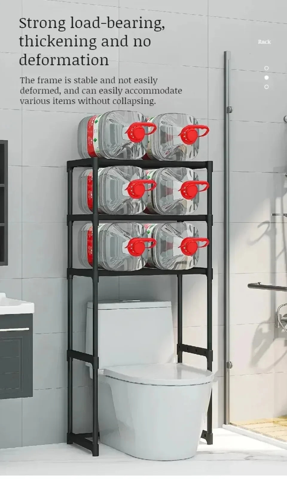 Toilet Storage Rack Perforation-Free Storage Shelf Large Capacity Multilayer Washing Machine Shelf Space-saving Standing Holder