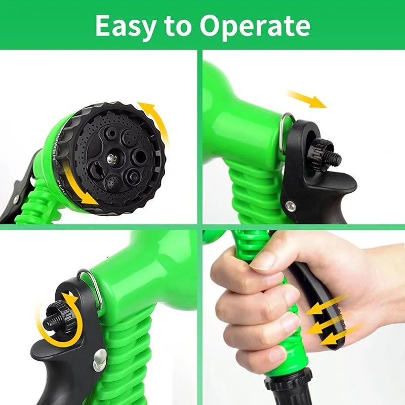 Garden Hose High-Pressure Car Wash Home Garden Watering Hose Expandable Magic Water Pipes Cleaning Water Gun 25FT-200FT