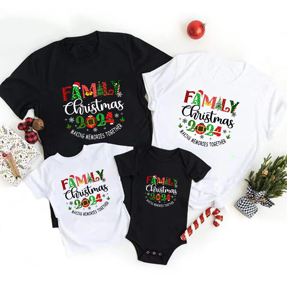 Family Christmas T-Shirt Mom Dad Baby Matching Family Christmas Shirts Christmas Tshirt Family Holidays Tops Tee Baby Bodysuit