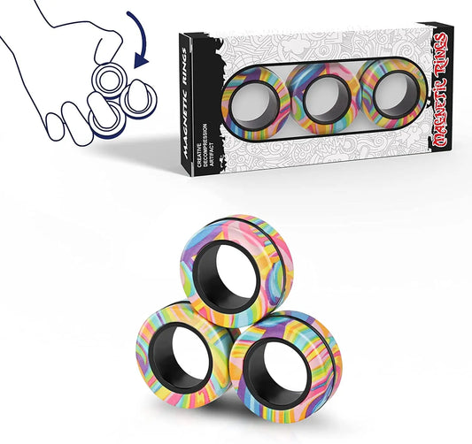 Finger Magnetic Rings Colorful Fidget Toy Set Adult Magnets Spinner Rings for Relieve Stress Anxiety Relief Therapy