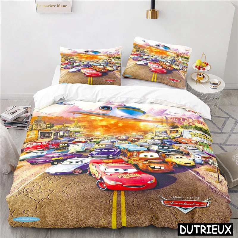 Comforter Cover Lightning McQueen Mater 3D Print Bedding Set Comforter Cover With Pillowcase Soft Duvet Cover Set For Children Boys Gift