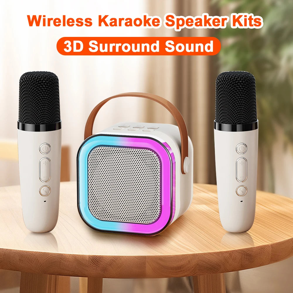 Bluetooth Wireless Portable Speaker Multi-function Karaoke with 1-2 Microphone Music Player Karaoke Machine For Kids Adults