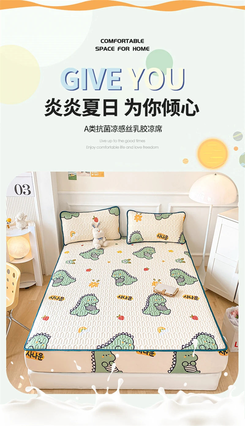 Natural Latex Thicked Summer Cooling Mat for Bed Soft Cool Feeling Fitted Sheet and Pillowcase Matress Cover Grade A Summer Mats