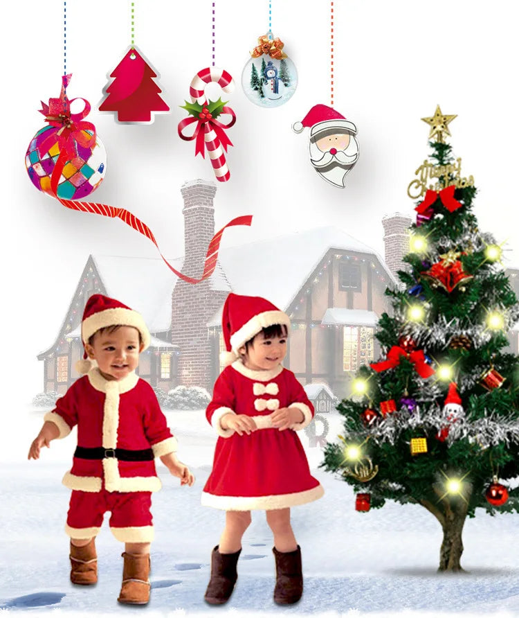 Baby Girls Boys Christmas Cosplay Santa Claus Costume For Kids Xmas Clothes Party Dress