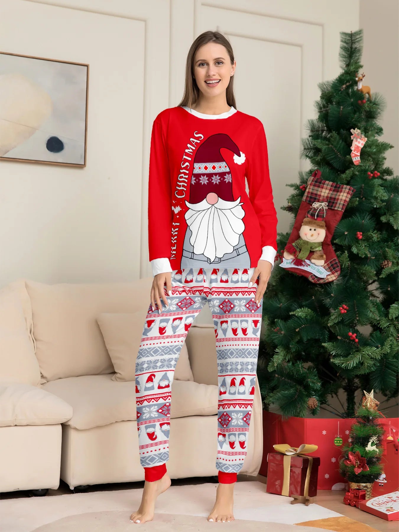 2024 Christmas parent-child clothing red family with a family Christmas clothing home clothing pajamas 2 sets