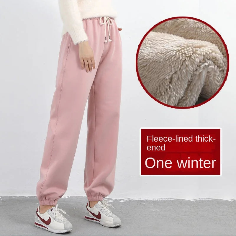 Women's Pants Winter Casual Gym Sweatpants Warm Fleece Trouser Workout Lamb Wool Thick Sports Pants for Women