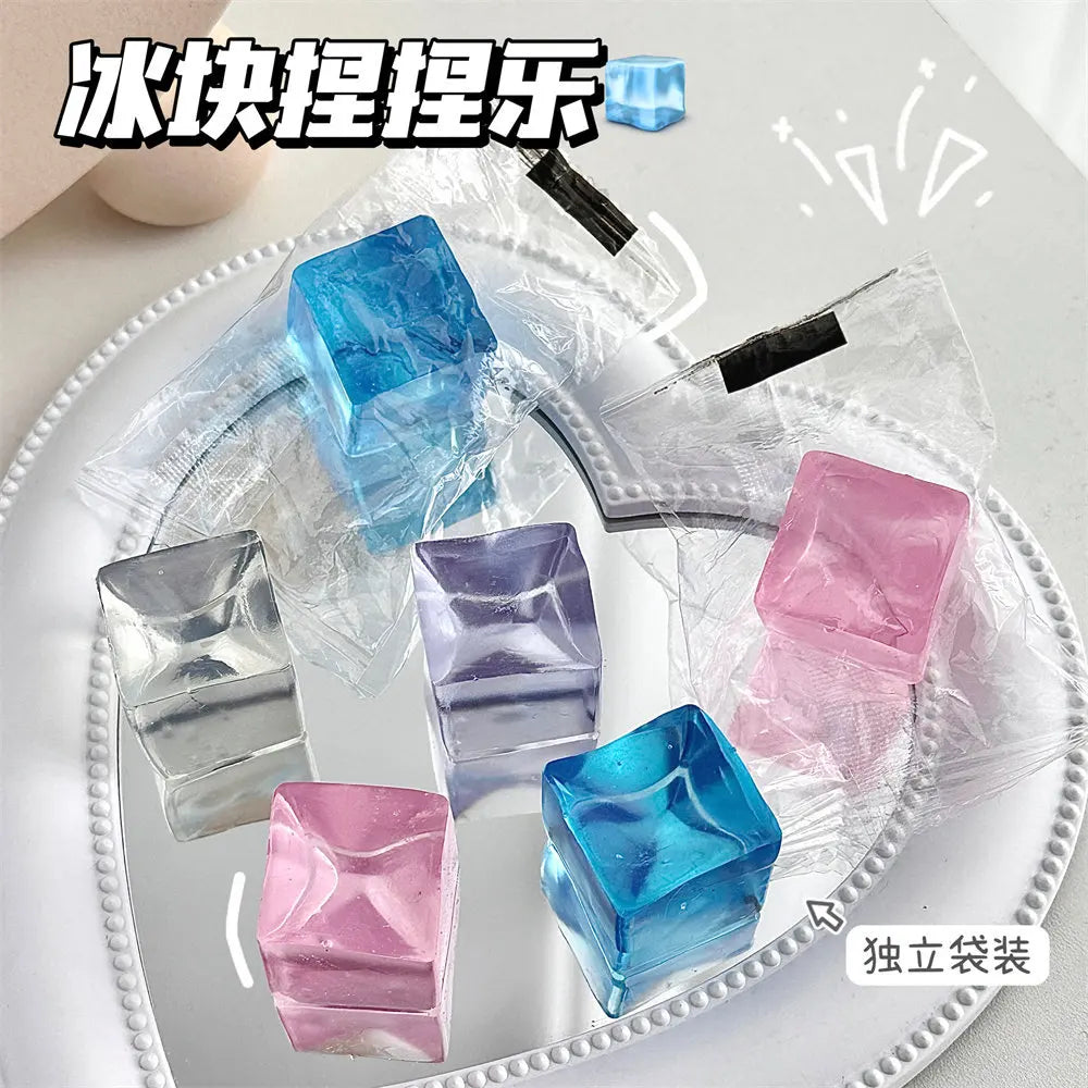 Fidget Toy Mini Squishy Toys Mochi Ice Block Stress Ball Toy Kawaii Transparent Cube cat paw fish Stress Relief Squeeze Toy