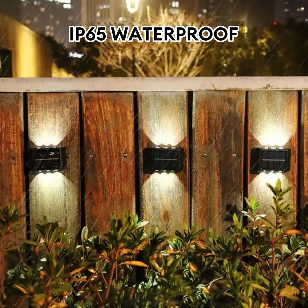 Waterproof LED Solar Wall Lamp Up and Down Fence Light Garden Yard Landscape Lamp Outdoor Lighting Patio Decor