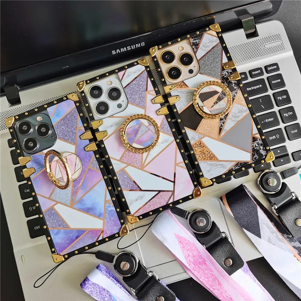 Luxury Shinning Gold Splicing Woman Cover Phone Case for Samsung Galaxy A15 A25 A35 A55 A54 A14 A52 A72 A34 A32 A13 A53 A33 A23