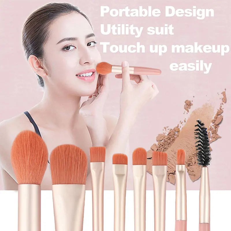 8PCS Makeup Brushes Set for Cosmetic Concealer eyelashes Blush Loose Powder Eyeshadow Women Soft fluffy Blending Beauty Tools