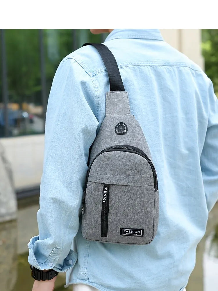 Chest Bag Fashion New Solid Color Men Chest Bag Outdoor Casual Fashion One Shoulder Crossbody Bag