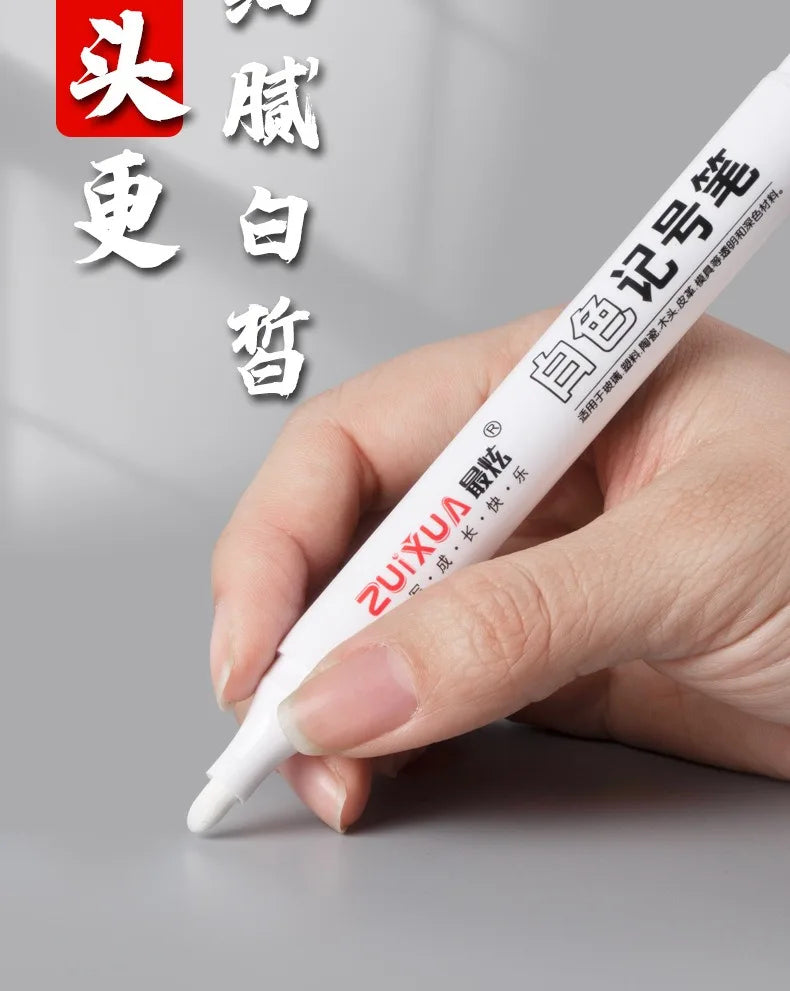 1/3/5 Pcs White Marker Pens 2.0mm Oily Waterproof White Gel Pen DIY Graffiti Sketching Markers Stationery Writing School Supplies