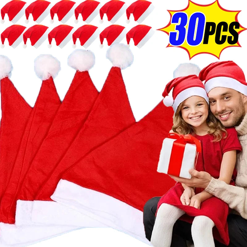 Christmas Hats for Adults Kids Non-woven Fabric Santa Claus Xmas Hats Cap Merry Christmas