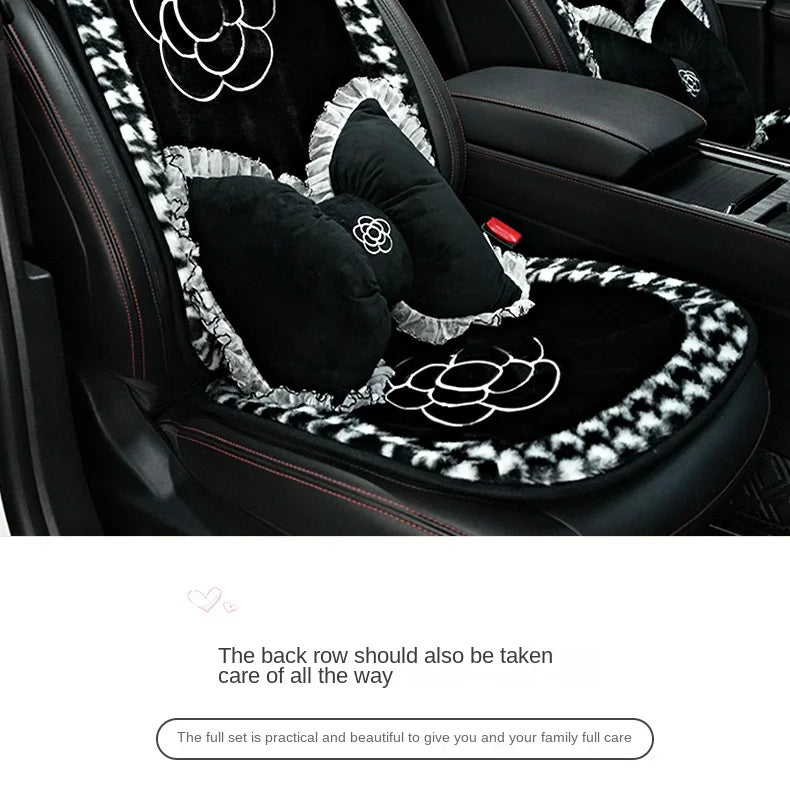 2024 Printing Soft Plush Car Car Seat Cushion Anti Slip Four Seasons Seat Cover Protector Pad Mat Dustproof Interior Accessories