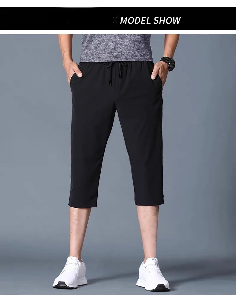 Men's Casual Shorts Thin Loose Elastic Healthy Sports Cropped Pants Plus Fertilizer Plus Size 5XL Beach 3/4 Pants