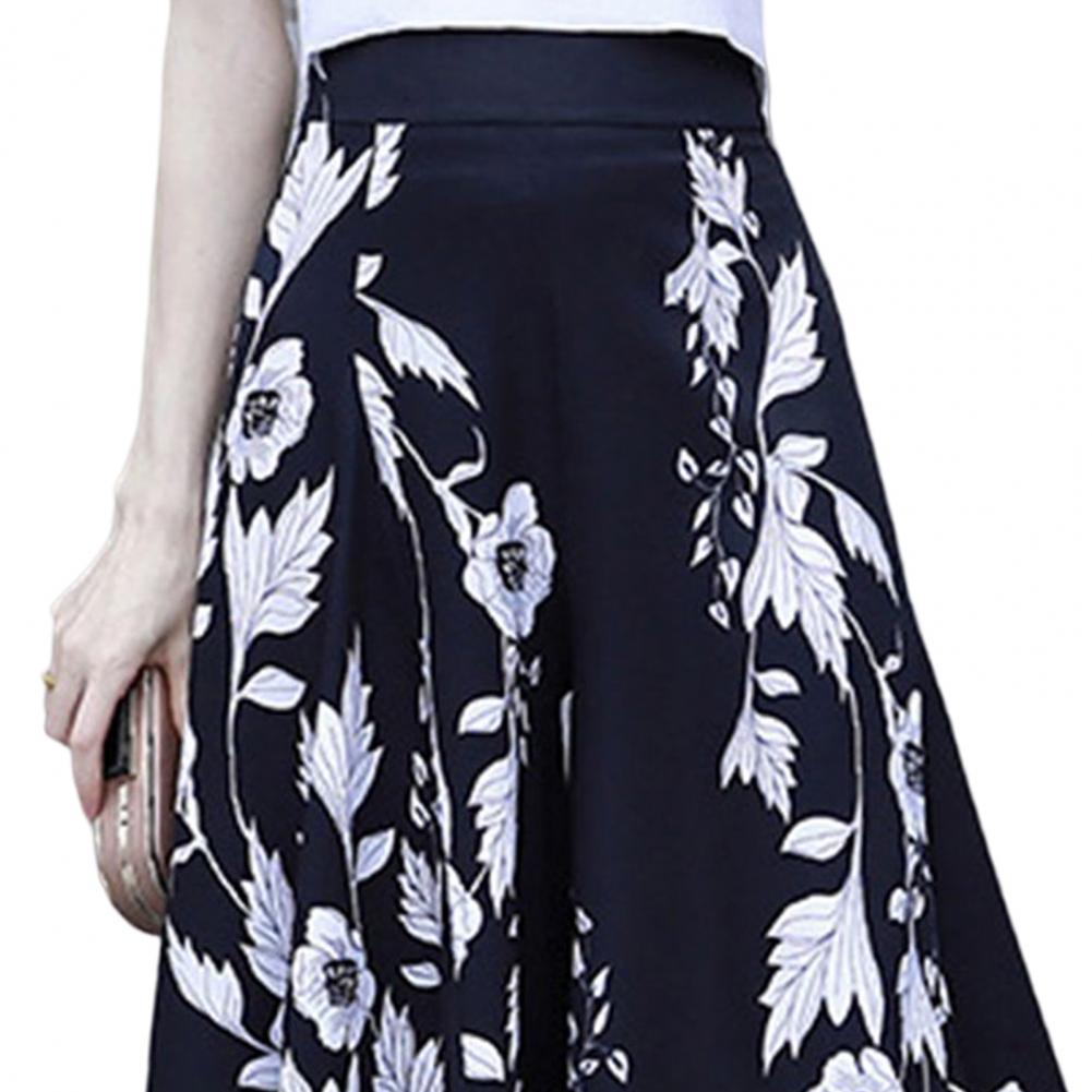 Women's Summer Long Skirt Contrast Color Baggy Flower Print High Waist Slimming Plus Size Trousers Skirt Daily Clothes