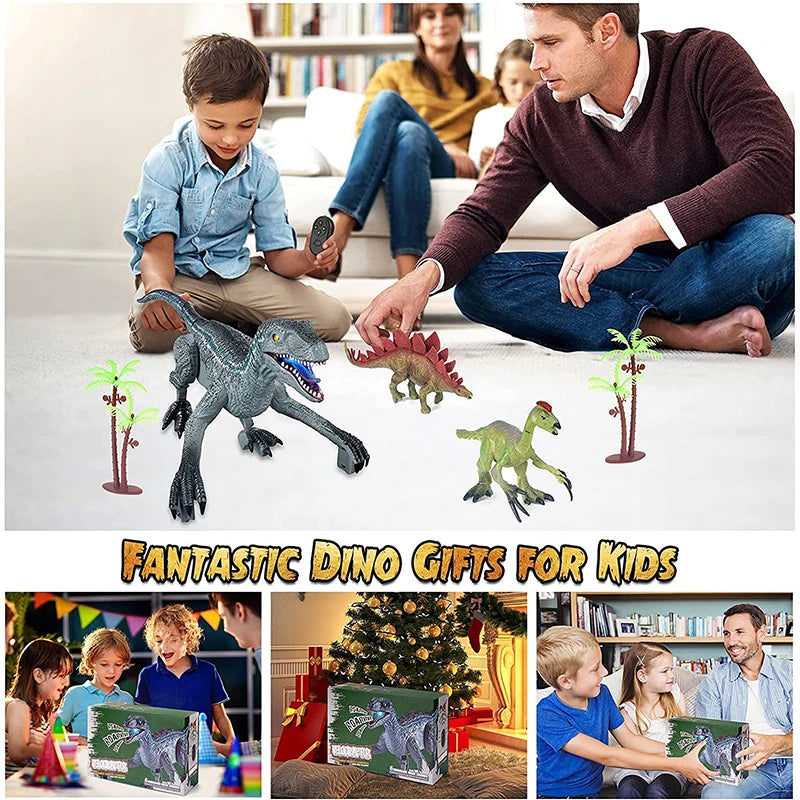 Electric Remote Control Walking Dinosaur Toys for Kids Boys Girls Simulation Rocking Walking RC Dinosaur Toy with Lights & Sound