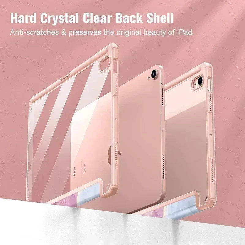 Smart PU Case for iPad Air 4th 5th iPad 10th 10.9 Funda for iPad Pro air 11 2024 7th 8th 9th 10.2 9.7 3 10.5 Transparent Cover